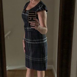 Dress Barn Gray Plaid Dress Size 12